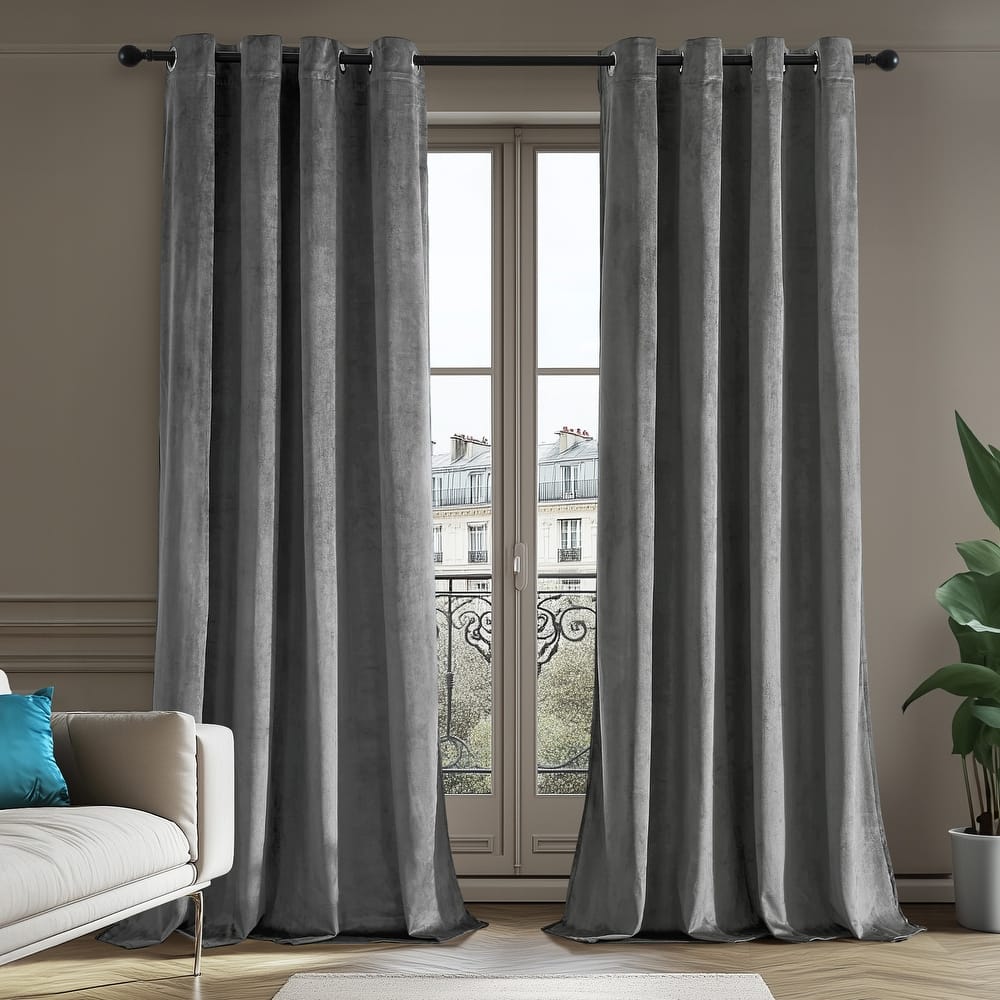 Deconovo Velvet Blackout Curtains, 2 Panels, Thermal Insulated