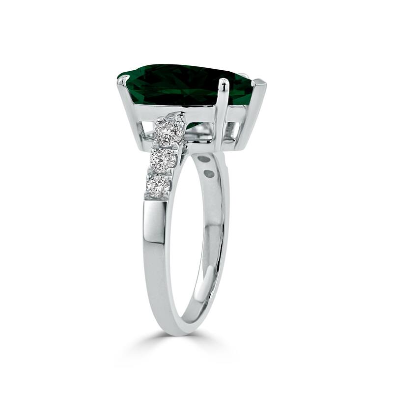 Auriya 4 1/5ct Pear-cut Green Emerald and Diamond Ring 3/8cttw 18K Gold
