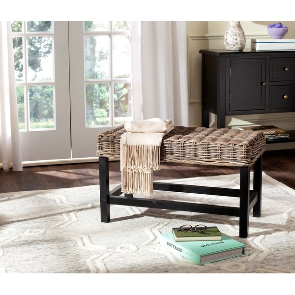 SAFAVIEH Omari Grey Rattan Ottoman. Opens flyout.