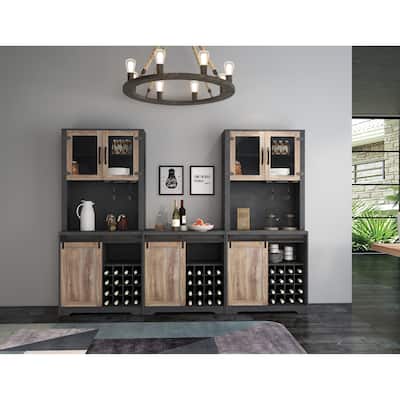 Farmhouse Barn Door Bar Cabinet set , set of 3 storage cabinet