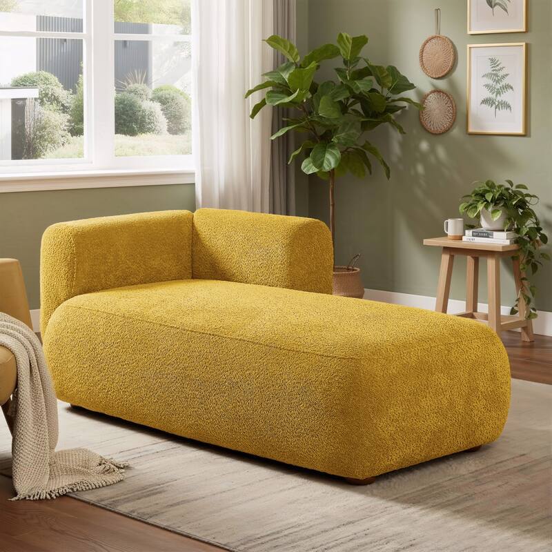 Modern Upholstered Chaise Lounge Chair, Indoor Relaxation Sofa for Living Room or Bedroom - Yellow
