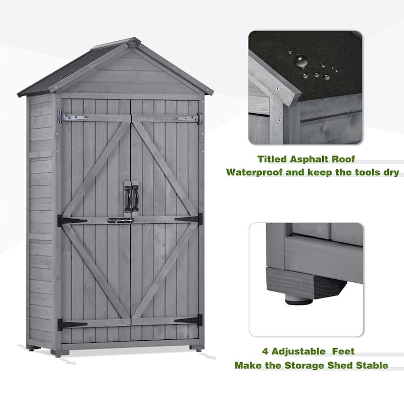 Outdoor Wood Lean-to Storage Tool Organizer Shed
