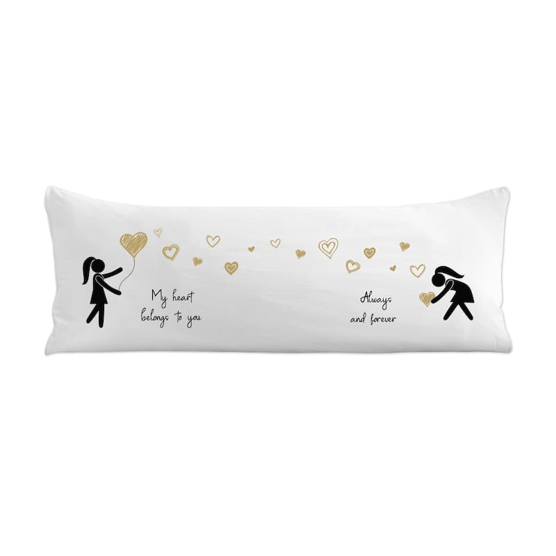 Sweet Jojo Designs Hers and Hers Couples Body Pillow Case Pillow Not Included- Black White Lesbian Women Gay Love LGBTQ Romantic