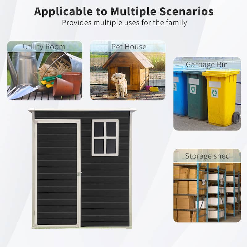 5 ft x 3 ft Outdoor Plastic Storage Shed with floor,Black