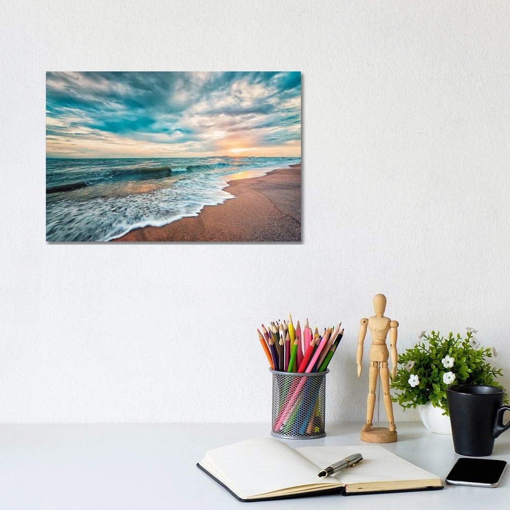 iCanvas "Sunset Beach" by Manjik Pictures Canvas Print