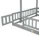 preview thumbnail 39 of 38, Twin Over Full Size Floor Bunk Bed with Slide and Safety Guardrails, Wooden Bunk Bedframe with Storage Staircase and Fence