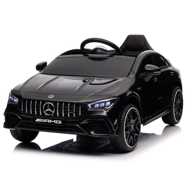 slide 2 of 40, 12V Kids Mercedes-Benz AMG CLA 45 S Ride-On Toy, 4WD Electric Car with Remote Control, Suspension, Bluetooth, USB, & Power Black