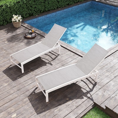 VredHom Outdoor Aluminum Adjustable Chaise Lounge Chairs (Set of 2) - 60.4 in L * 24.6 in W * 16.1/40.8 in H