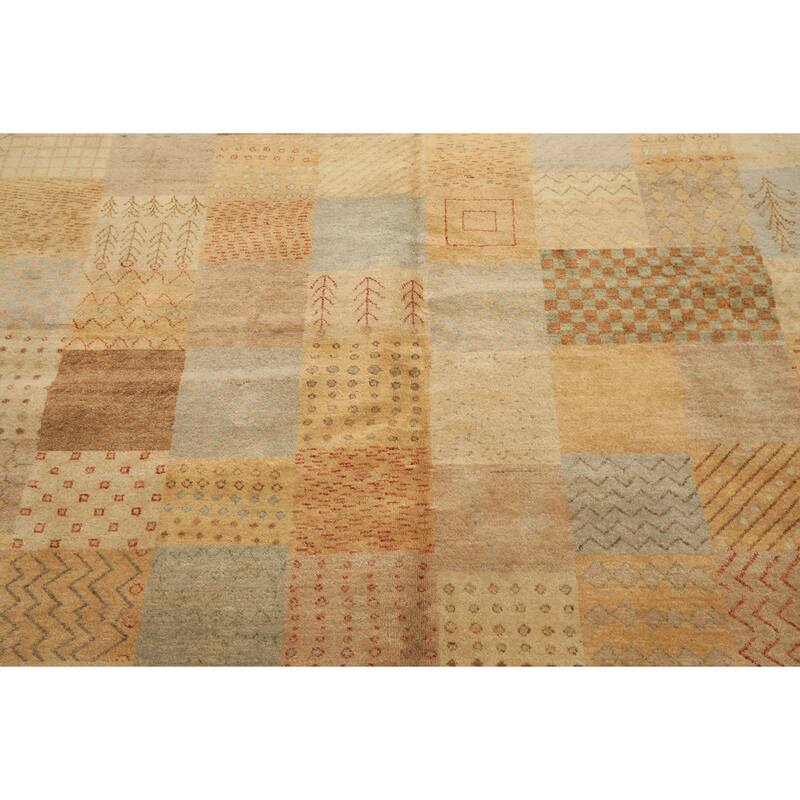 7'11''x10'2'' Hand Knotted Wool Beige Silky Sheen allover pattern Peshawar Rug - 7' 11'' x 10' 2''