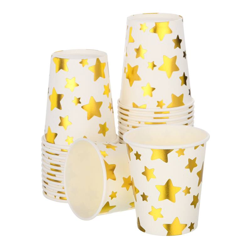 Disposable Paper Cups, 50 Pack 9 OZ Decorative Cups for Party, Event