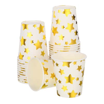 Disposable Paper Cups, 50 Pack 9 OZ Decorative Cups for Party, Event