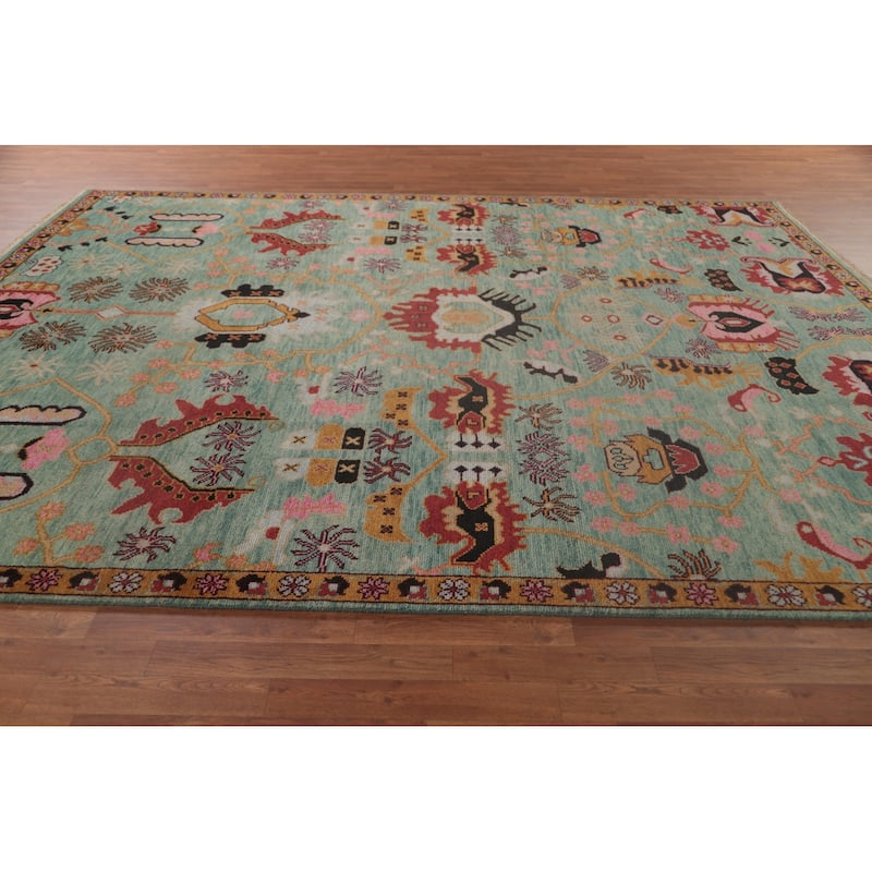 Light Green Heriz-Serapi Oriental Area Rug Handmade Wool Carpet - 8'11"x 11'9"