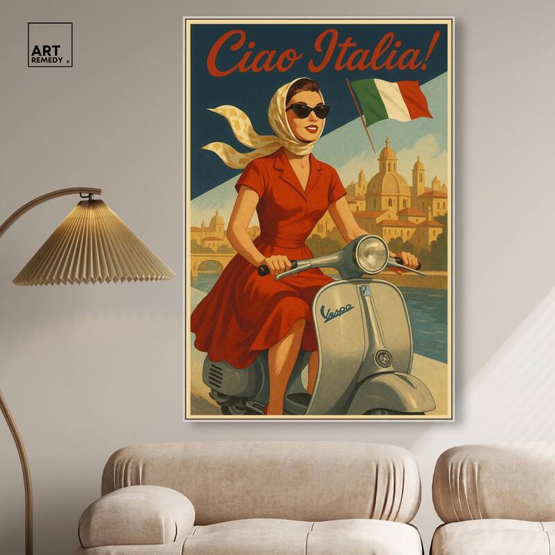 Scooter Italian Travel Canvas by Art Remedy