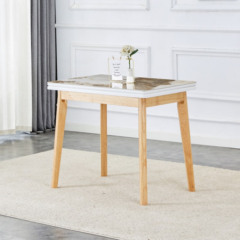 sintered stone tabletop with wooden legs