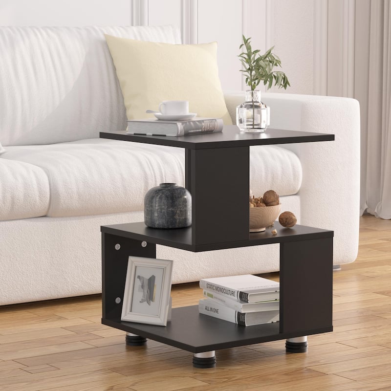 Tatami Magic Cube Nightstands with Classic Modern 2-Tier Rectangle Hollow Design