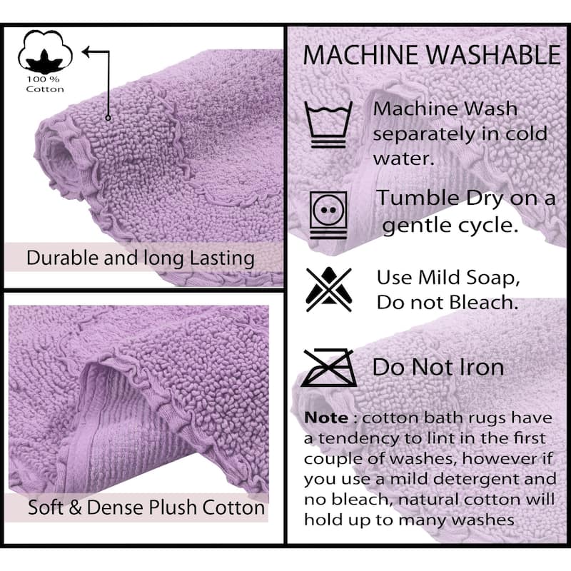 Radiant Collection Absorbent Cotton 2 Piece Set Machine Washable Bath Rug