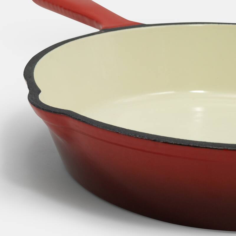 CookPro 3 Pc Cast Iron Skillet Set with Red Enamel Coating