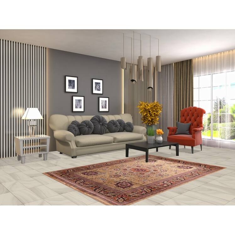 Handmade 100% Silk Geometric Qum Persian Rug Traditional Floral Carpet - 4'7"x 6'8"