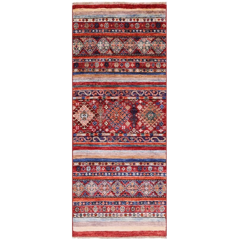 Golden Nile Khorjin Persian Gabbeh Hand Knotted Wool Rug - 2' 0" X 5' 0"