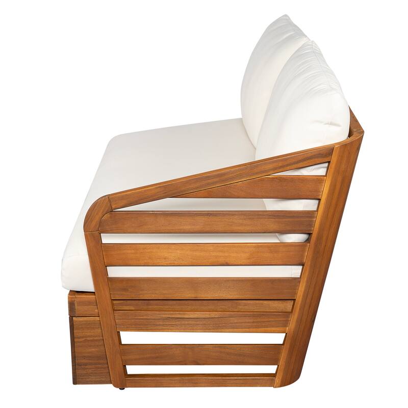 Christopher Knight Home - Drusilla Acacia Wood Patio V Sofa Set