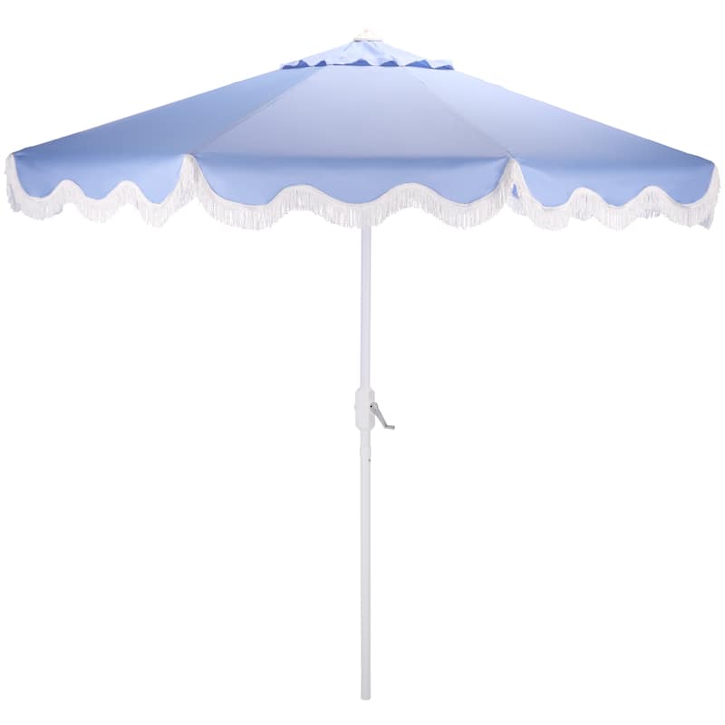 SAFAVIEH Outdoor Living Torsa 9ft Crank Umbrella - Baby Blue/White