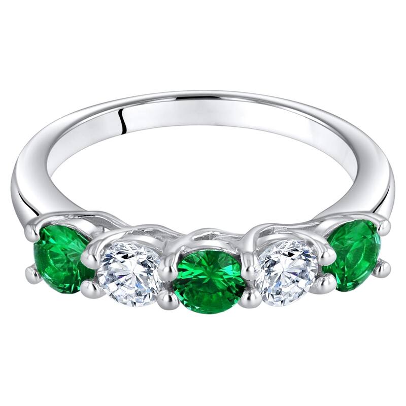 Sterling Silver 0.5 ct Created Emerald Stackable Ring
