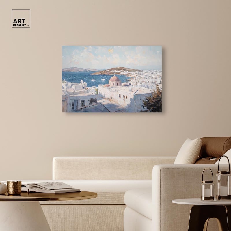 Early Morning Greece Canvas by Art Remedy, Gallery Wrapped
