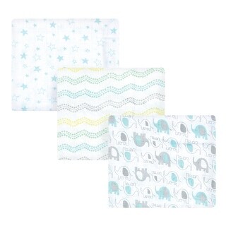 Luvable Friends Unisex Baby Muslin Cotton Swaddle Blanket, Basic Elephant, One Size - Basic Mint Elephant - One Size
