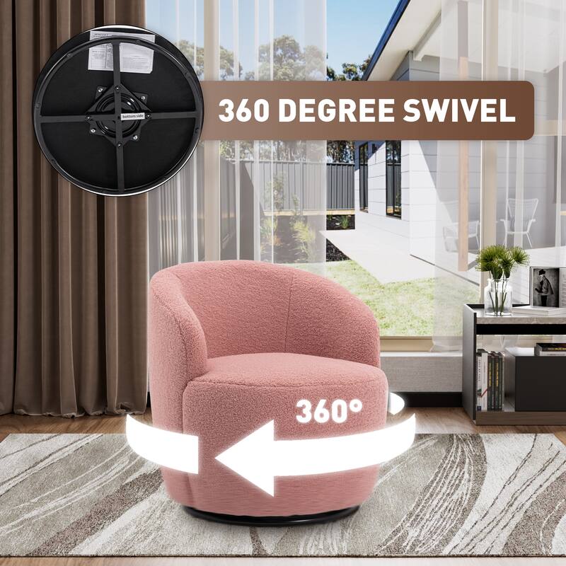 Ouyessir Modern Teddy Upholstered Swivel Barrel Chair(Set of 2)
