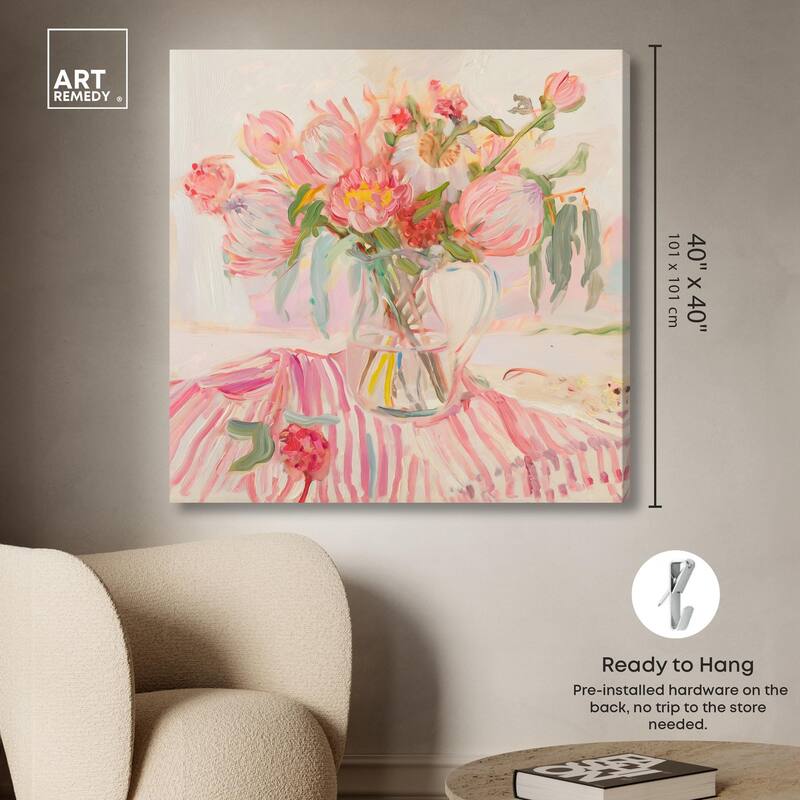 Candy Stripe Bloom Canvas by Art Remedy, Gallery Wrapped
