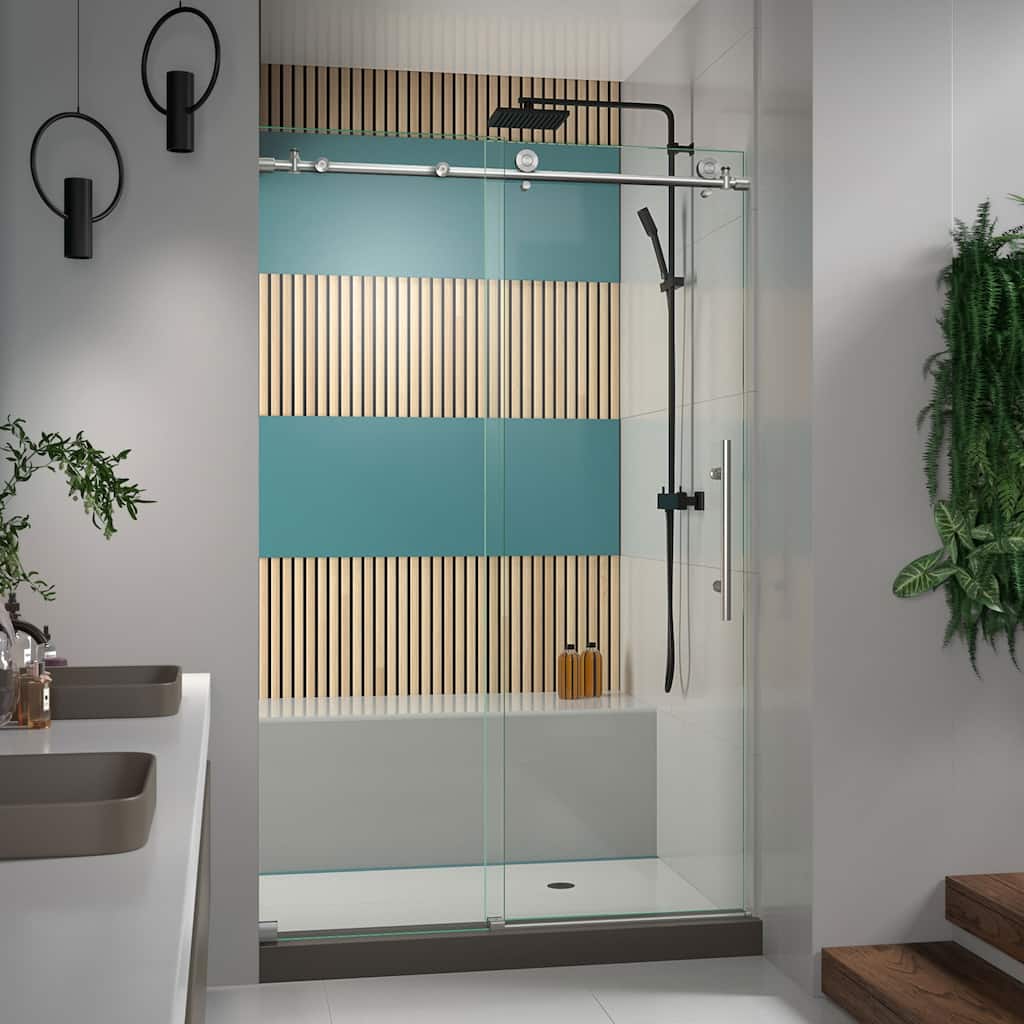 DreamLine Enigma-X 44-48 in. W x 76 in. H Fully Frameless Sliding Shower Door - 44" - 48" W