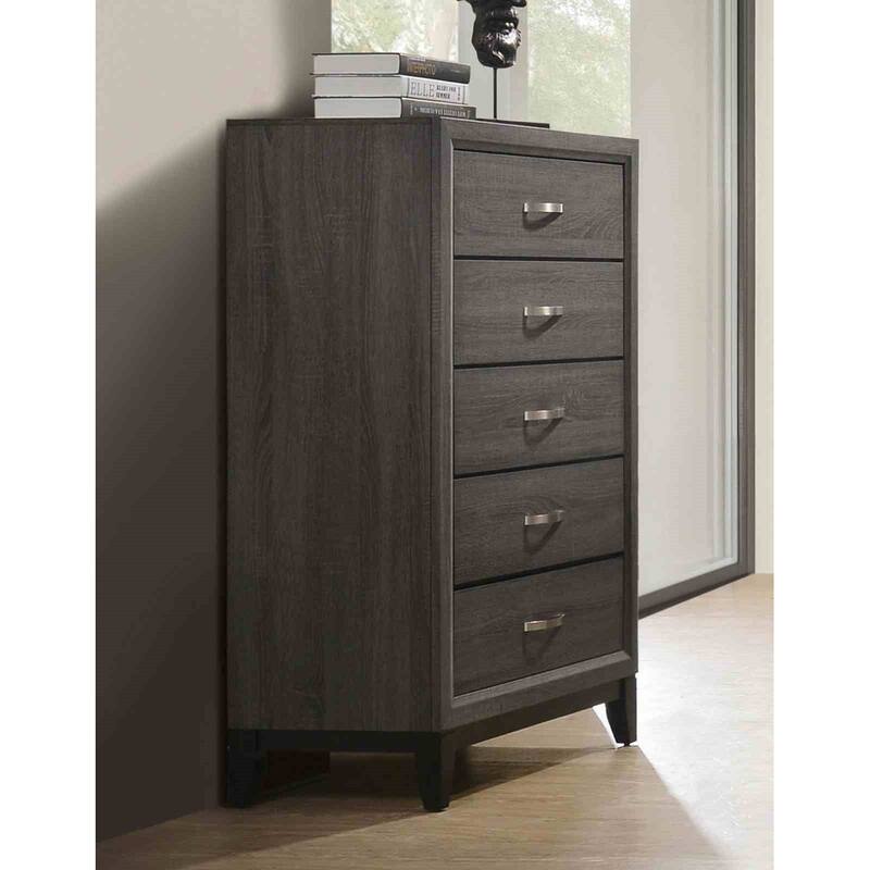 Gray Finsih Contemporary Bedroom Furniture Set Panel Headboard