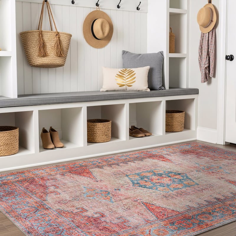 World Rug Gallery Vintage Bohemian Machine Washable Non Slip Area Rug