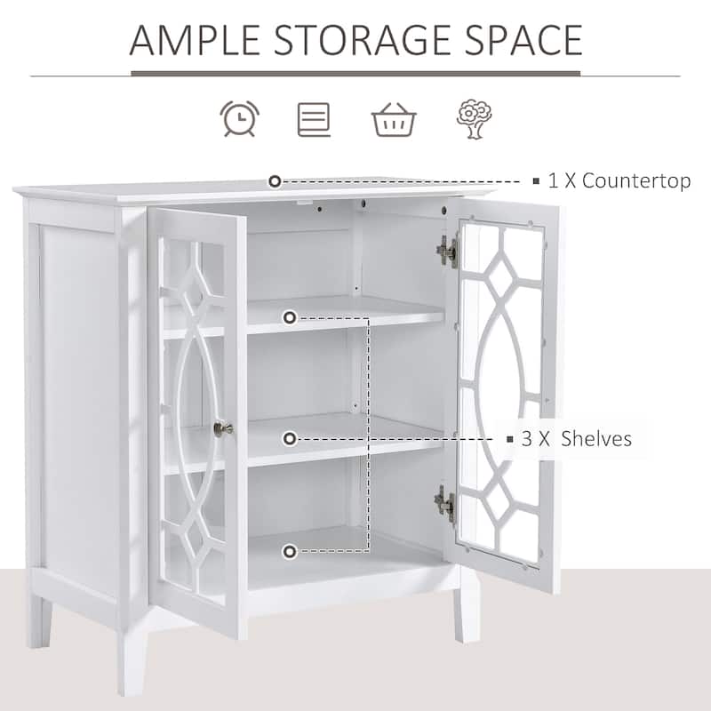 Sideboard Buffet Cabinet, Kitchen Storage Cabinet, Double Glass Door Accent Cabinet with Adjustable Shelves