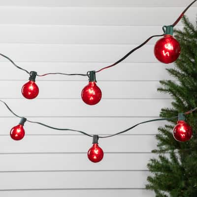 G50 Globe Indoor Outdoor Patio Light Set - Red - 9' Green Wire - 10ct