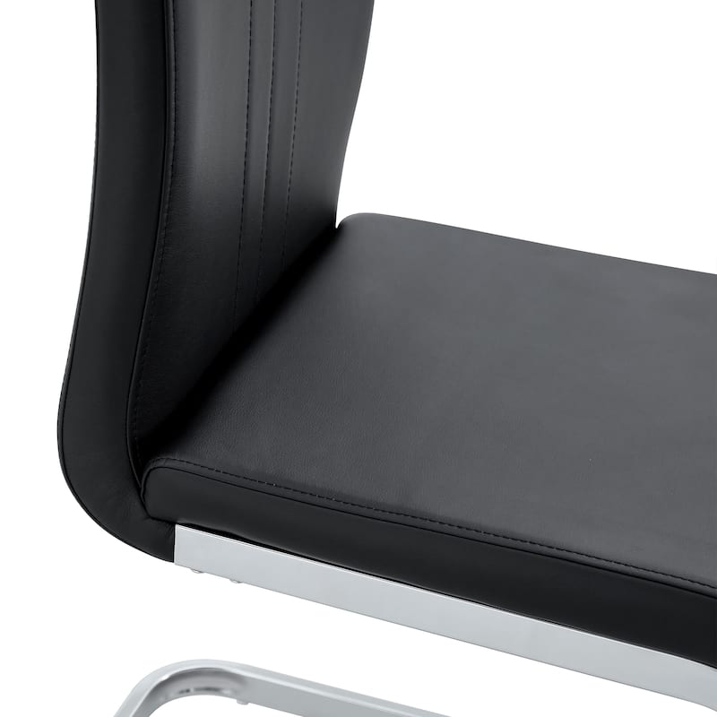 Faux Leather Dining Chairs Set of 4,Modern Kitchen & Dining Room High Back Chairs Metal Legs