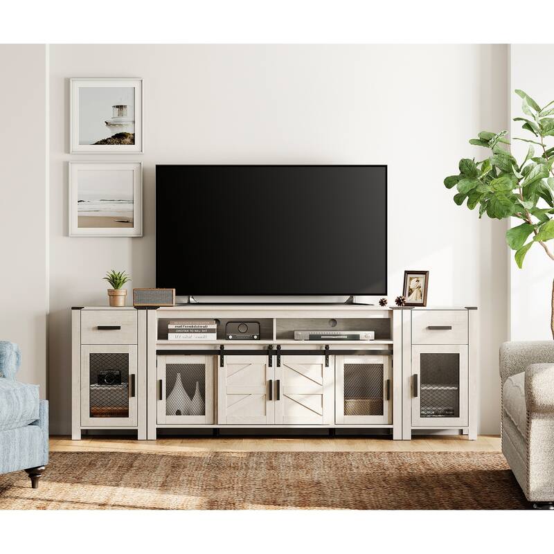 WAMPAT TV Stand set for ups to 100 inch TV,Drawers Storage Cabinets - 1 Pack - Antique White