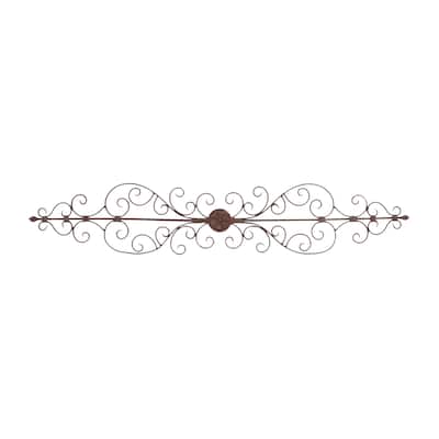 Metal Scroll Long Slim Home Wall Decor - Brown - Roche River Decor