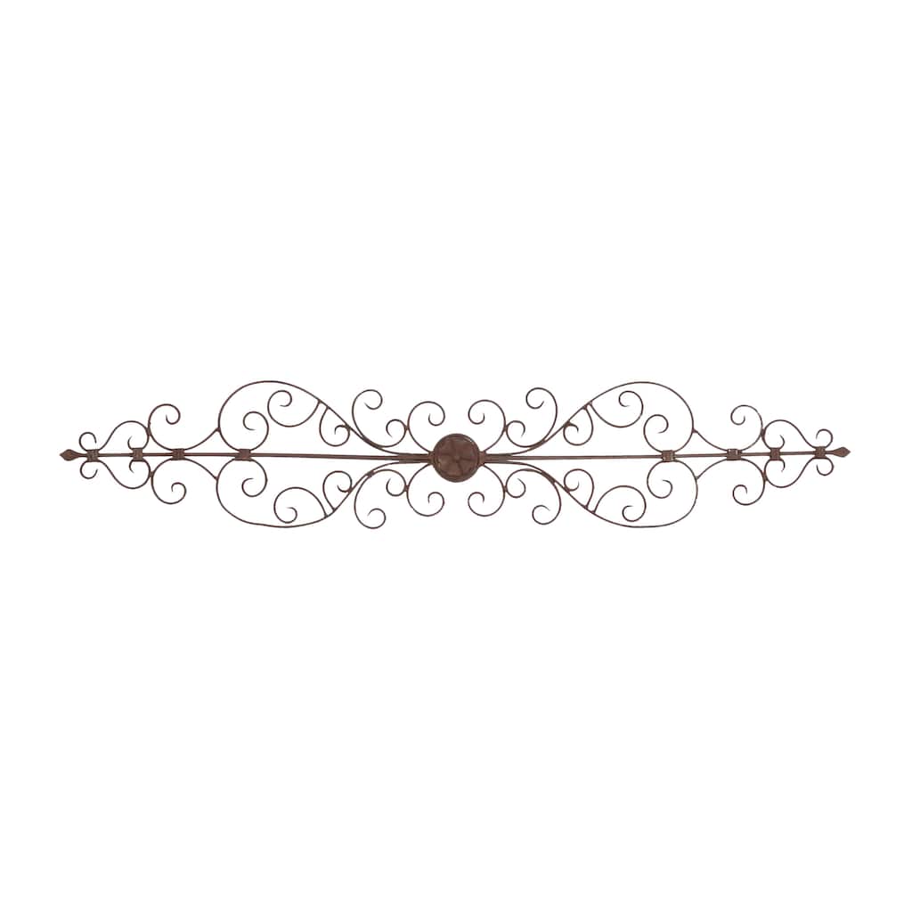 Metal Scroll Long Slim Home Wall Decor - Brown - Roche River Decor