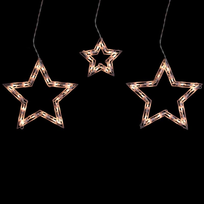 Star Christmas Lights - Clear - 9' White Wire - 6ct