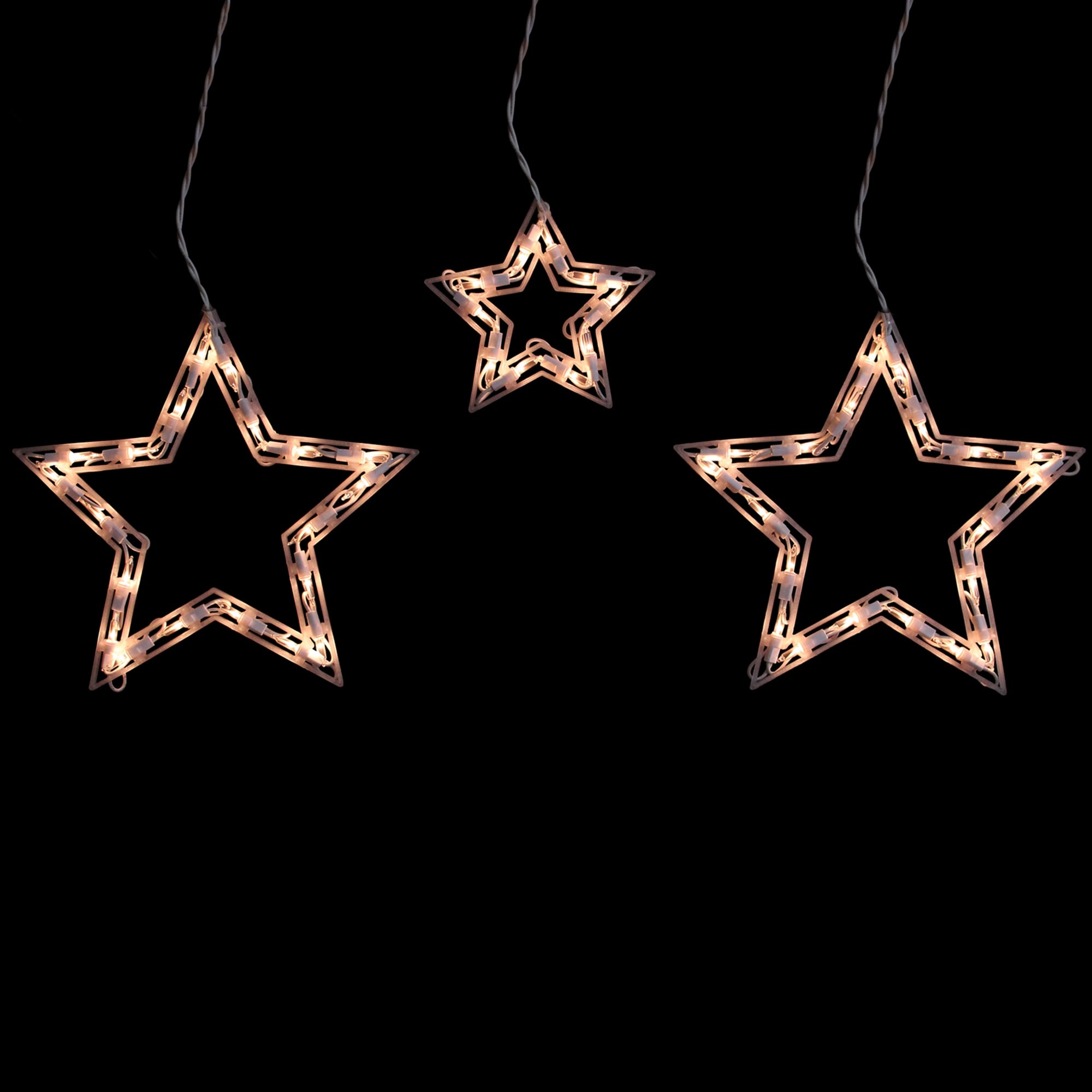 Star Shaped Icicle Christmas Lights - Clear - 9' White Wire - 6ct