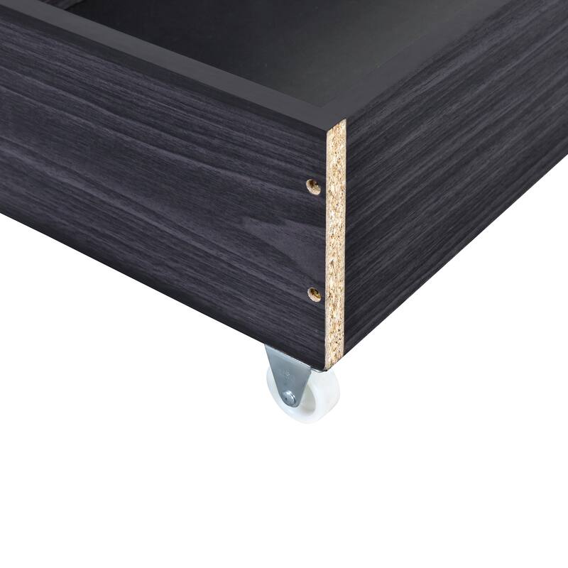 Upholstered Platform Bed with LED Frame and Drawers