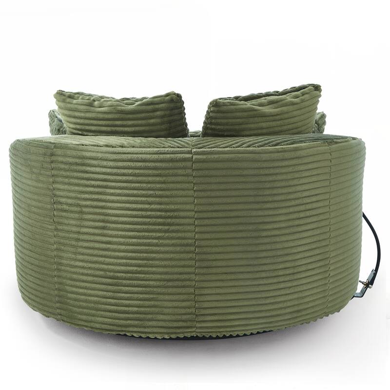 360° Swivel Chair Accent Barrel Chair Corduroy Round Sofa Chair
