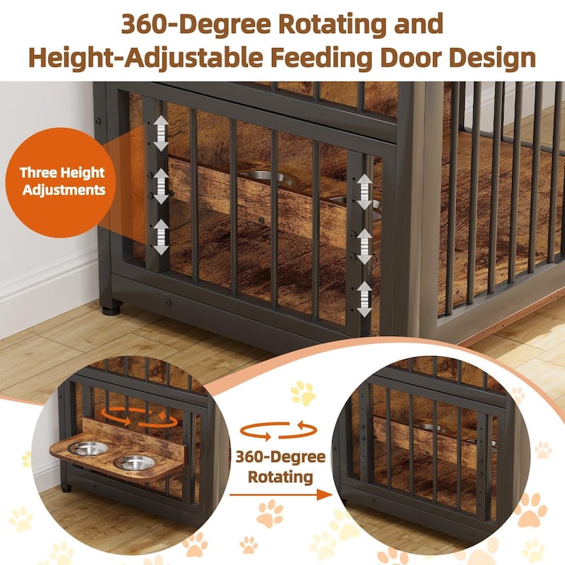 Dog Crate Furniture with Storage Drawers, Anti-Chew Frame