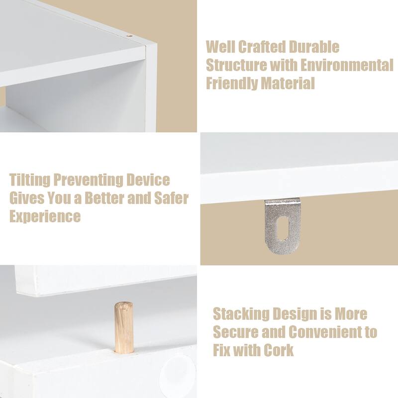 3 in 1 Shoe Rack 3 PCS 2 Tier Shoe Organizer Wood Storage Shelves