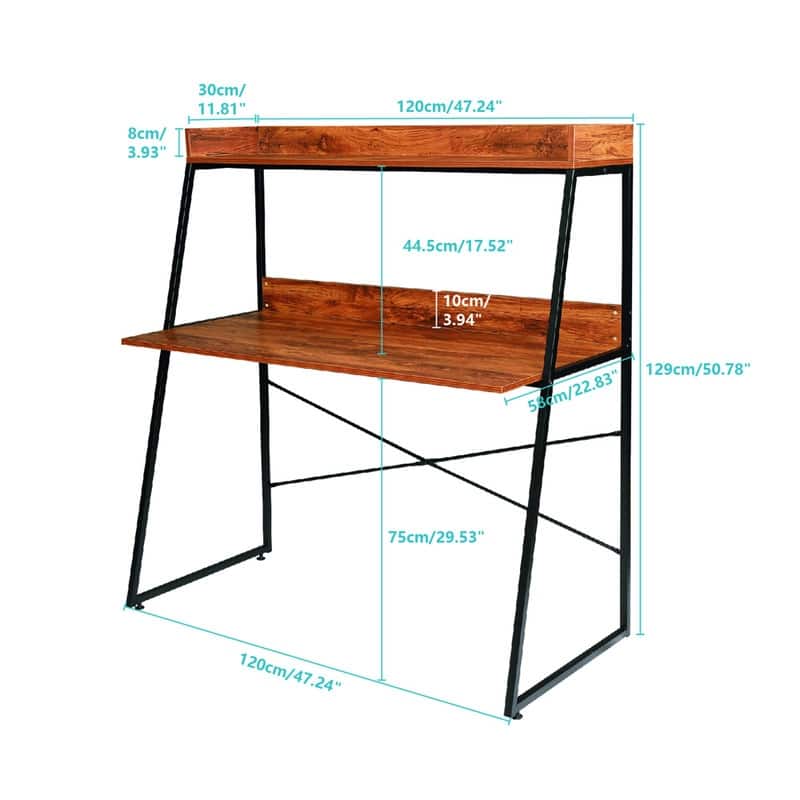 Vintage Color Particleboard Computer Desk With Shelf Layer