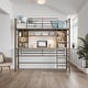 preview thumbnail 14 of 24, Full Size Loft Bed with Desk and Shelf , Loft Bed with Ladder, White Black
