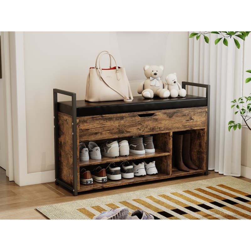 39"Shoe Storage Bench with Cushion