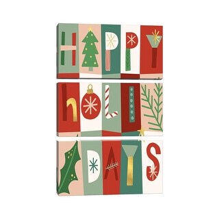 iCanvas "Happy Holidays I" by Caroline Alfreds 3-Piece Canvas Wall Art ...