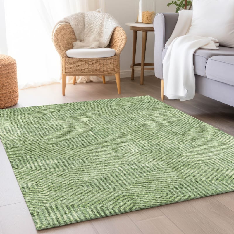 Premium Washable Super Soft Modern Maze Mayfield Rug - Green - 10' x 14'